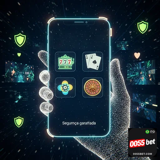 Imagem de jogador recebendo bônus no casino móvel confiável da 0055bet